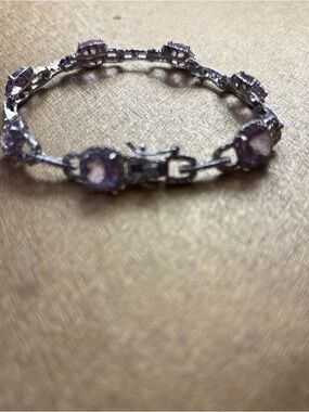 Source Unknown Lavender Stone Tennis Bracelet in Silver Tone